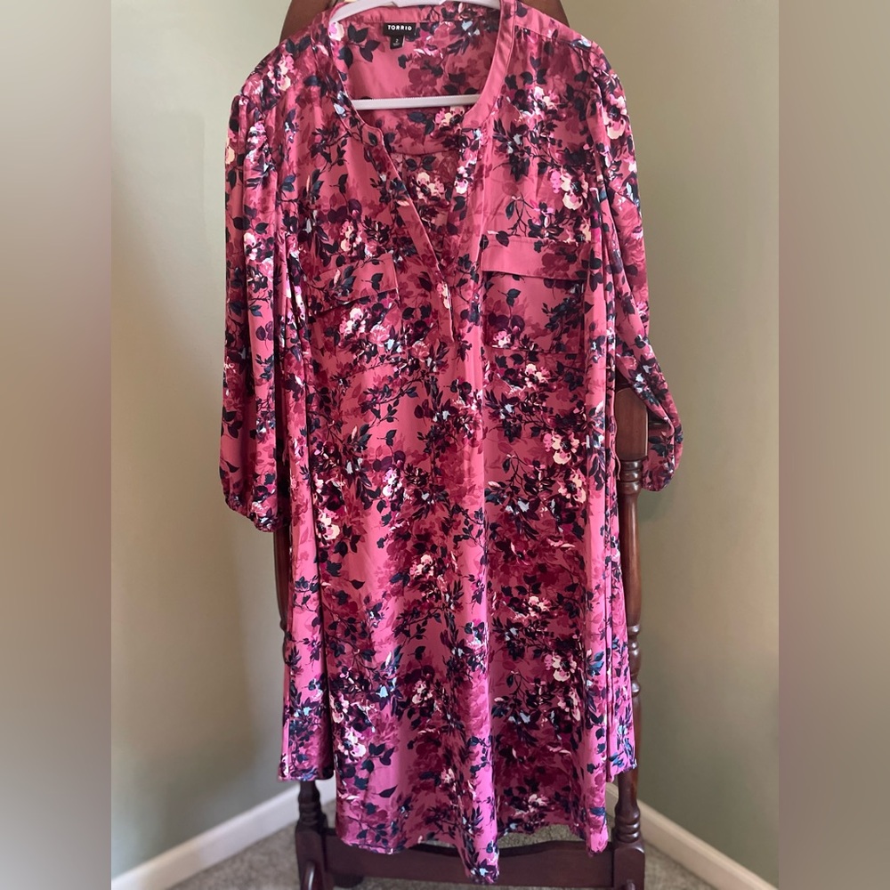 Torrid Floral Mauve Dress, Size 2 (2XL) - Picture 1 of 9